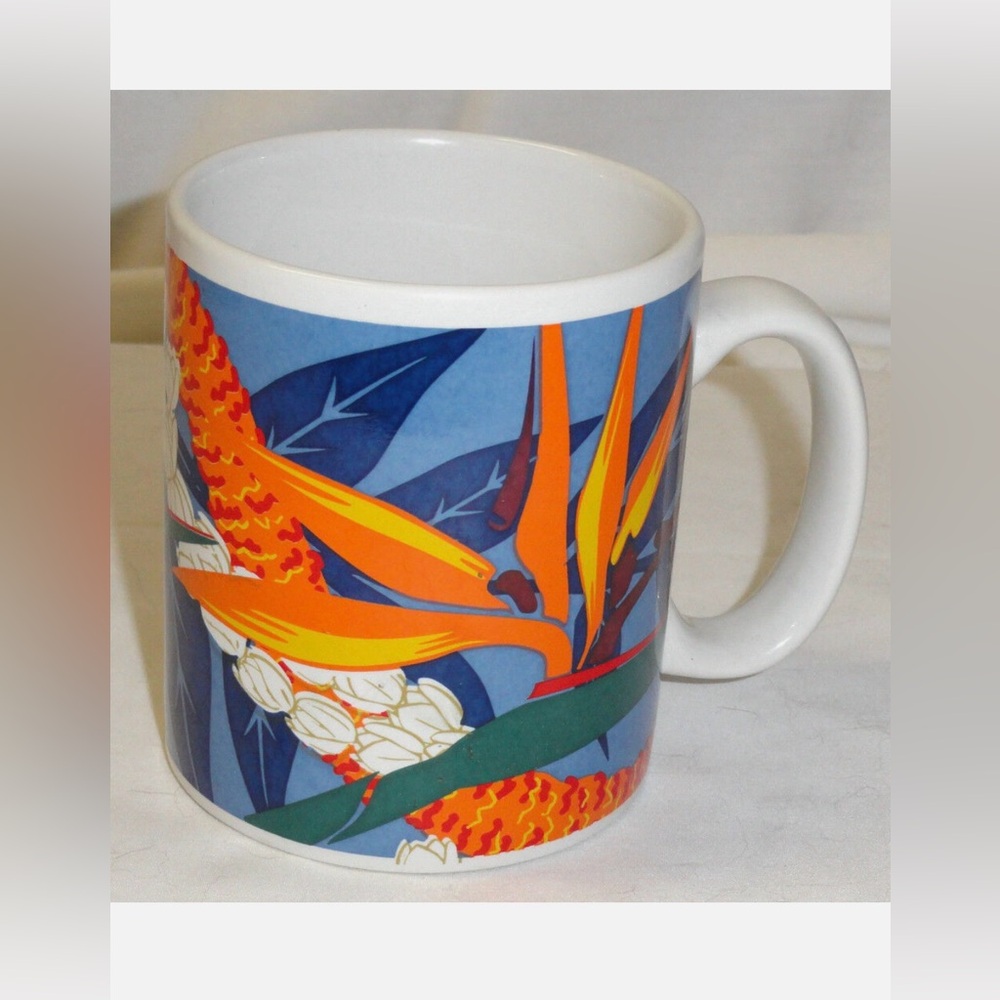Vintage Hilo Hattie Tropical Flowers Mug Bird of Paradise- Set 2
